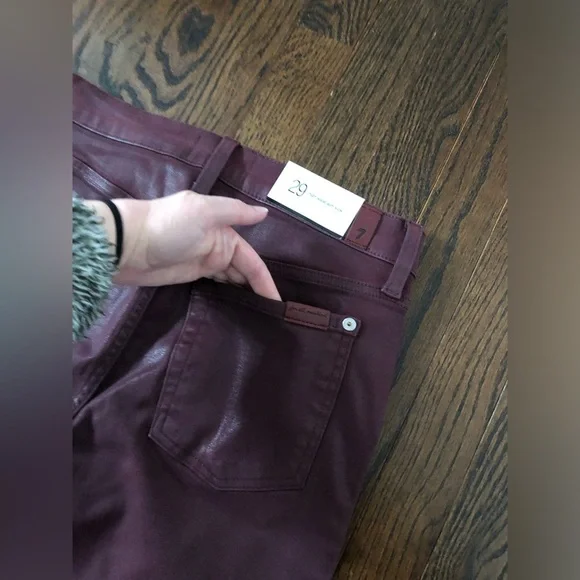7 for all Mankind Women’s 29 High Waist Slim Kick Cropped Jeans in Ruby - NWT! - Picture 15 of 16